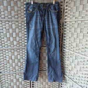 Vtg Y2K Lucky Brand Lola Boot Jeans Studded Peace Sign Med Wash Denim Sz‎ 4/27